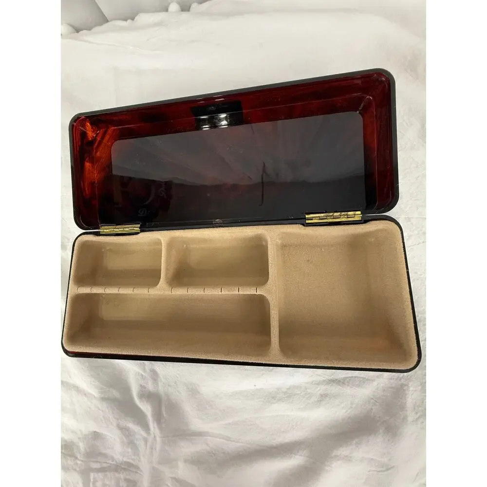 Vintage Faux Tortoiseshell Acrylic Jewelry Box with Brass-Tone Clasp